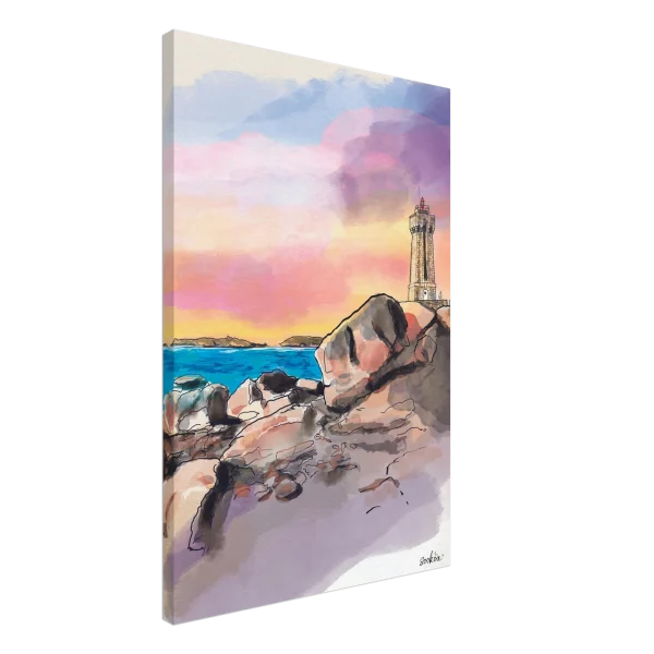 Toile - Phare de Ploumanach Bretagne côte de granit rose - Collection 2025 - Sookoa Gallery